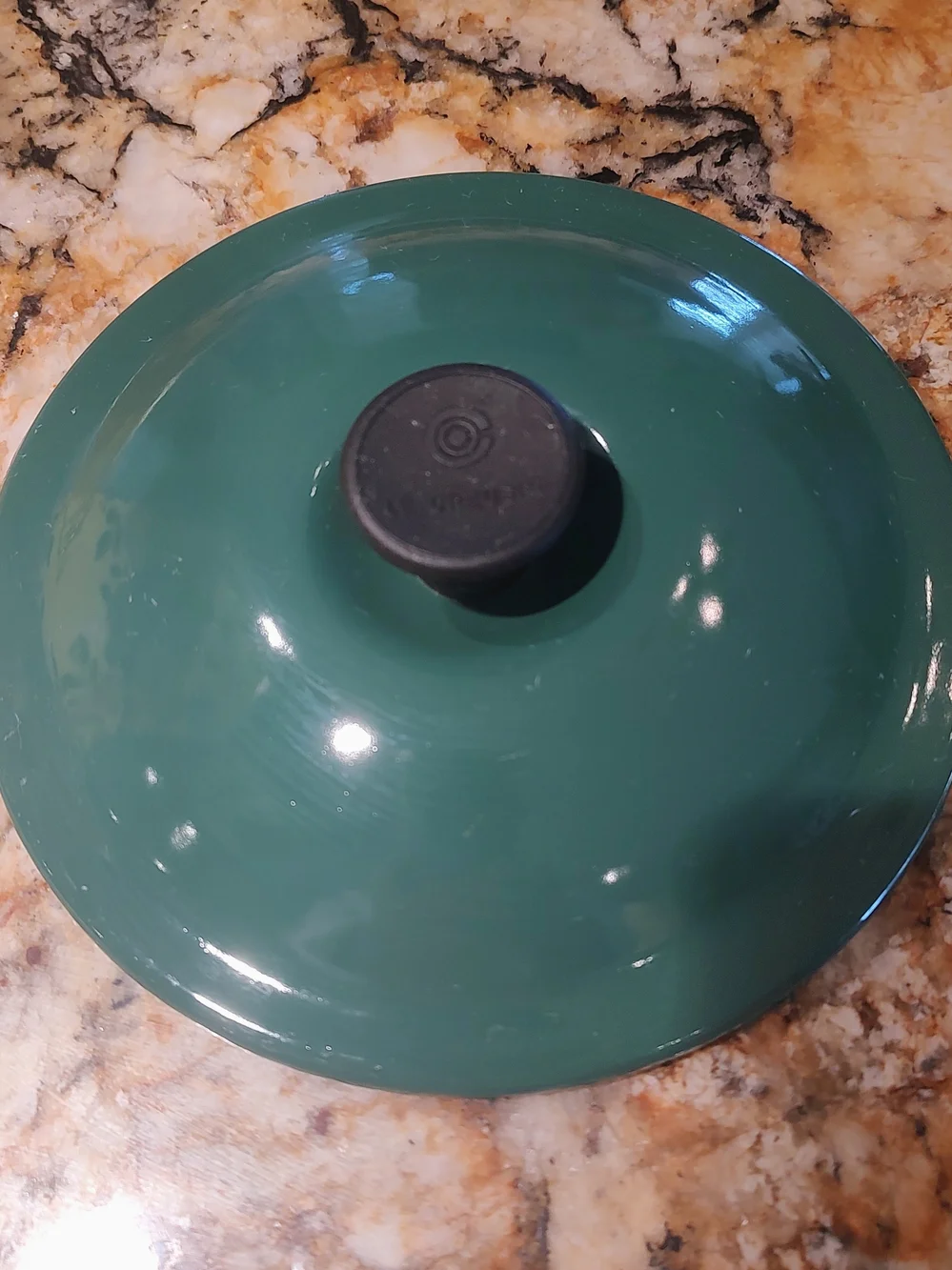 Le Creuset Teal-Green Enamel Cookware Lid with Black Knob